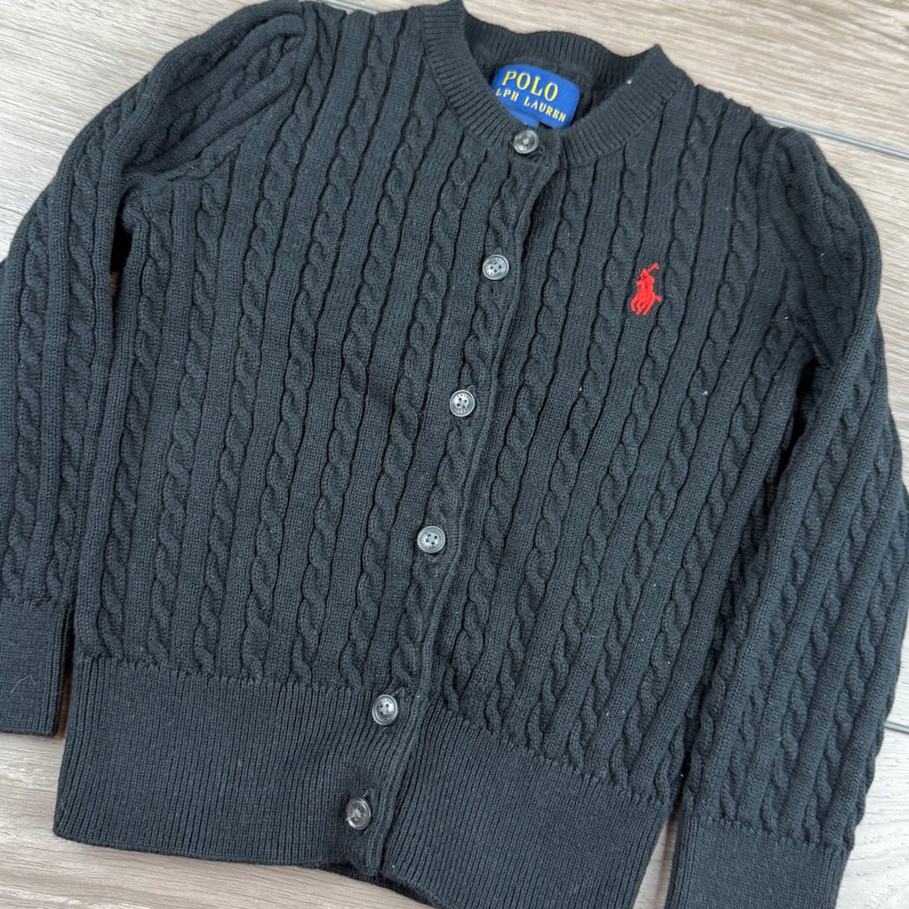 Polo Ralph Lauren Girls Cardigan Cable Knit Cotton Black 2T
